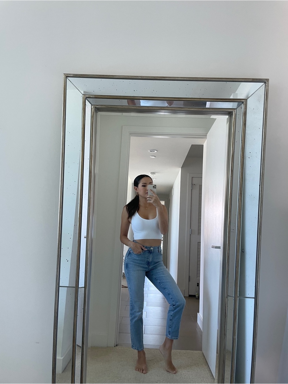 Mango Light Blue Women’s High-Rise Straight Jeans